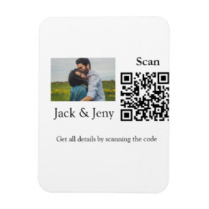Simple minimal Q R code add photo name text Throw Magnet