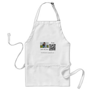 Simple minimal Q R code add photo name text Throw Standard Apron