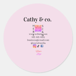 Simple minimal q r code social instagram logo addr classic round sticker