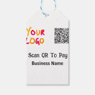 Simple minimal q r code to pay logo business name gift tags