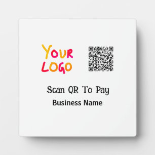 Simple minimal q r code to pay logo business name plaque