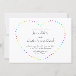 Simple Minimal Rainbow Lesbian Wedding Invitation