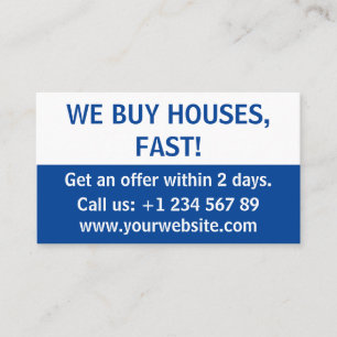 Simple Minimal Real Estate Investor  We Buy Houses Business Card