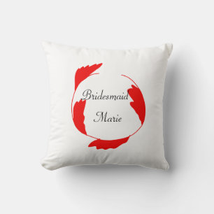 simple minimal red floral leaf bridesmaid name add cushion