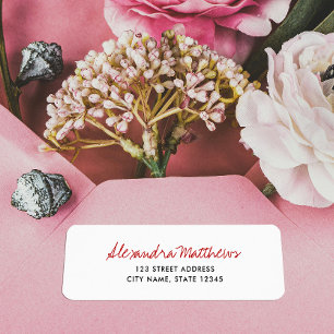 Simple Minimal Red Script Company Return Address