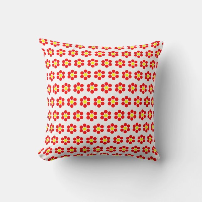 Simple Minimal Red Yellow Flowers Cushion (Front)