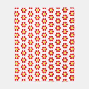 Simple Minimal Red Yellow Flowers Fleece Blanket