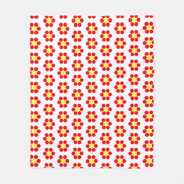 Simple Minimal Red Yellow Flowers Fleece Blanket (Front)