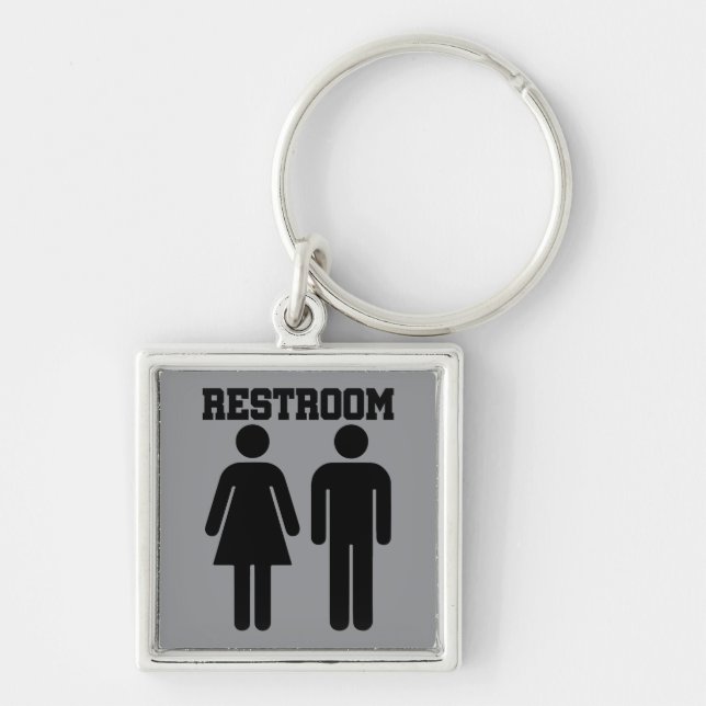 Simple Minimal Restroom Bathroom Toilet WC Key Ring (Front)