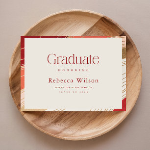 Simple Minimal Retro Marble Graduation Thank You Postcard