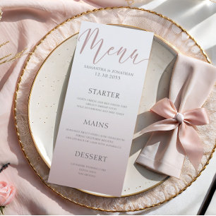 Simple Minimal Rose Gold  Wedding Dinner Menu