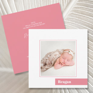 Simple Minimal Rose Pink Photo Invitation