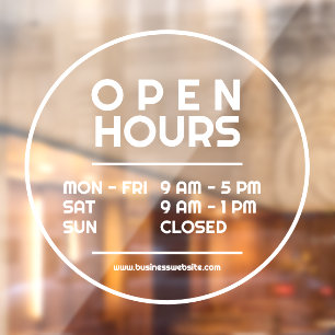 Simple Minimal Round Business Open Hours Window Cl Cling