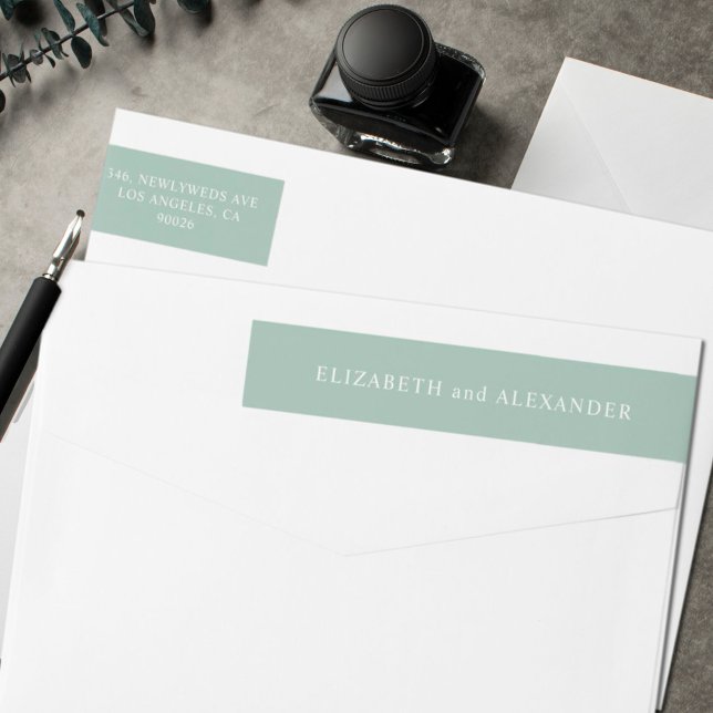 Simple minimal sage green return address wrap around label (Creator Uploaded)