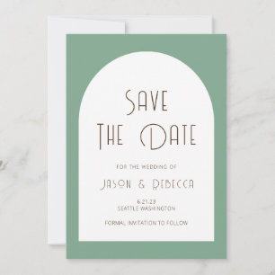 Simple Minimal Sage Green Save The Date Wedding Invitation