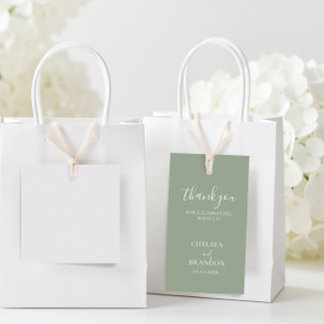 Simple Minimal Sage Green Thank You Wedding Favor Gift Tags