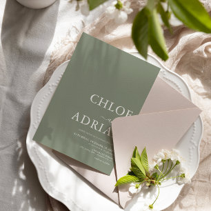 Simple Minimal Sage Green Wedding Invitation