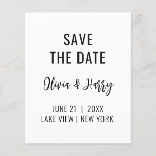 Simple Minimal Save The Date Flyer   Black White
