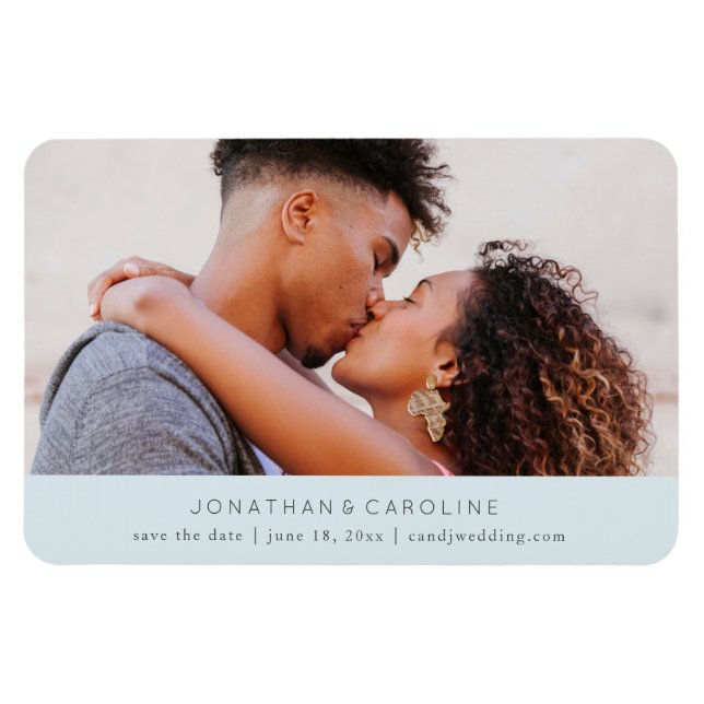 Simple Minimal Save the Date, Large Photo Blue Magnet (Horizontal)