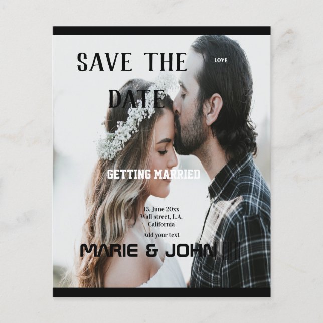 simple minimal save the date magazine cover templa (Front)