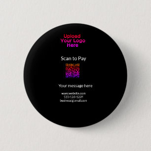 Simple minimal scan to pay Add QR logo website ema 6 Cm Round Badge