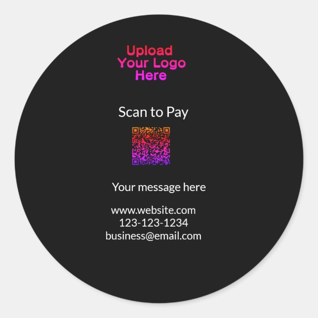 Simple minimal scan to pay Add QR logo website ema Classic Round Sticker (Front)
