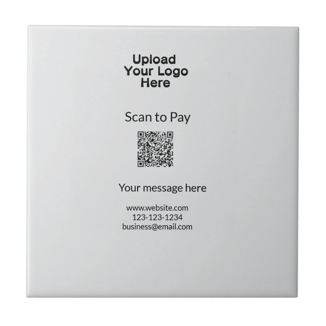 Simple minimal scan to pay Add QR logo website ema Tile (Front)