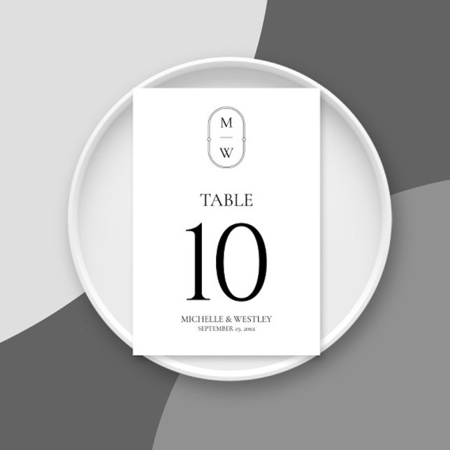 Simple Minimal Script Black & White Wedding Table Number (Creator Uploaded)