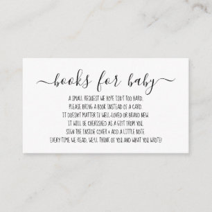 Simple Minimal Script Books for Baby Shower Modern Enclosure Card