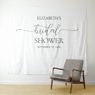 Simple Minimal Script Bridal Shower Backdrop Tapestry
