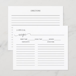 Simple Minimal Script Bridal Shower Recipe Card