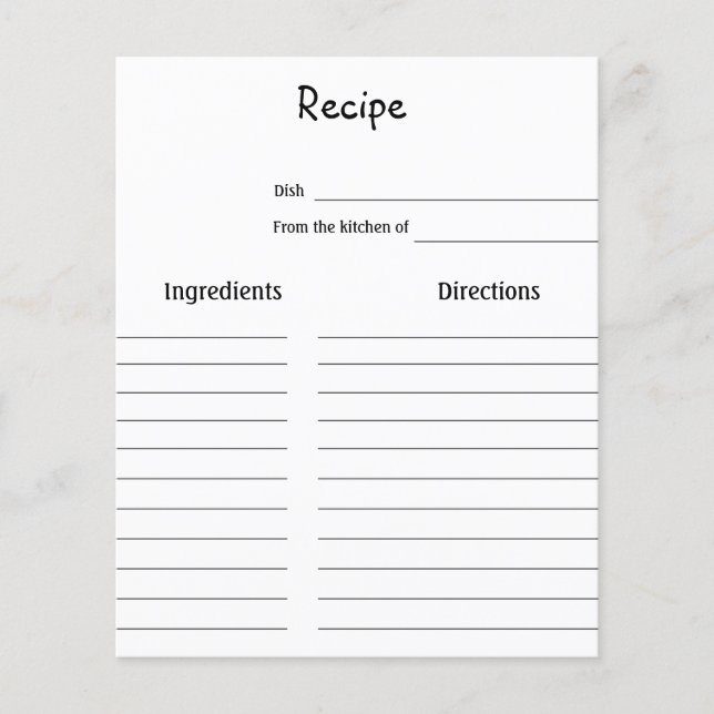 simple minimal script bridal shower recipe card (Front)