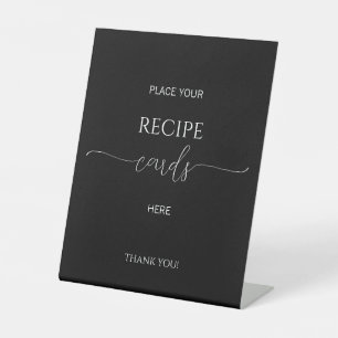 Simple Minimal Script Bridal Shower Recipe Cards Pedestal Sign