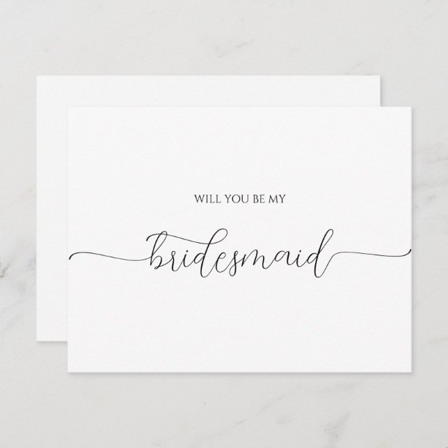 Simple Minimal Script Bridesmaid Proposal Card (Front/Back)
