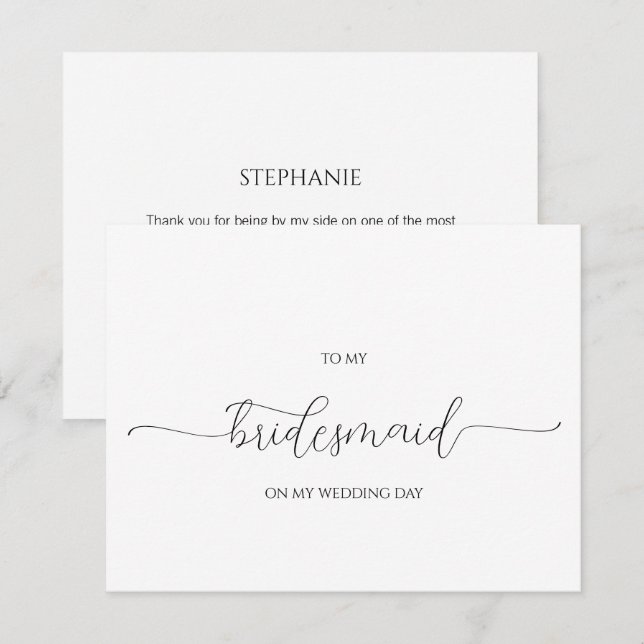 Simple Minimal Script Bridesmaid Thank You Card (Front/Back)