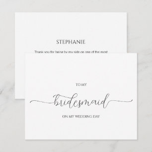 Simple Minimal Script Bridesmaid Thank You Card