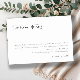 Simple Minimal Script Calligraphy Wedding Details Enclosure Card