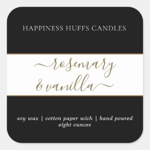 Simple Minimal Script Candle Label Square Sticker