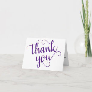 Simple Minimal Script   Classic Black Heart Photo Thank You Card