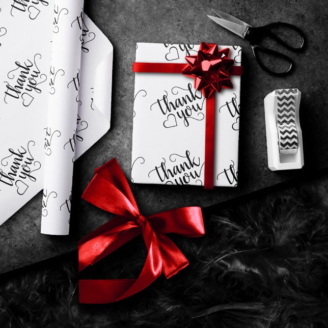 Simple Minimal Script | Classic Branding Thank You Wrapping Paper (Creator Uploaded)