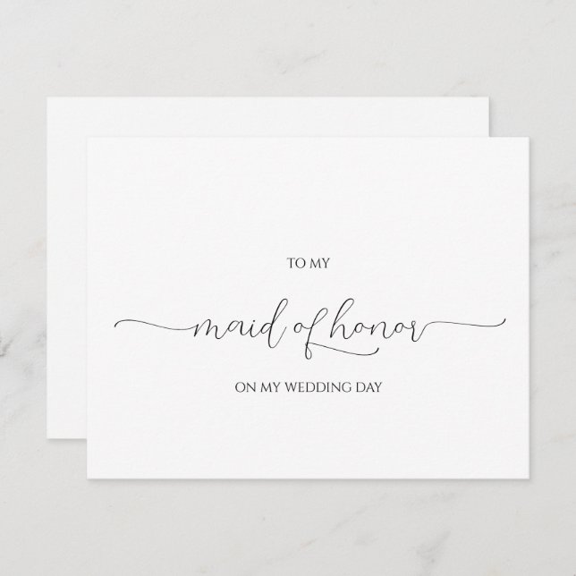 Simple Minimal Script Maid of Honour Thank You Car Invitation (Front/Back)
