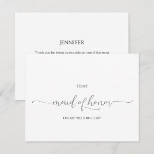 Simple Minimal Script Maid of Honour Thank You Car Invitation