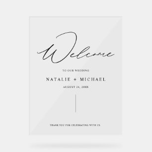 Simple Minimal Script Modern Wedding Welcome Acrylic Sign