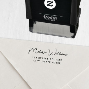 Simple Minimal Script Return Address Self-inking Stamp