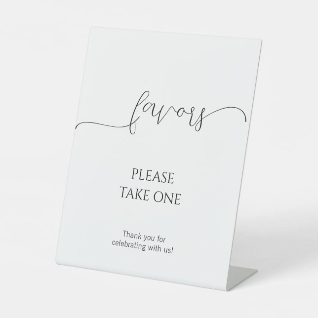 Simple Minimal Script Wedding Favour Pedestal Sign (Front)