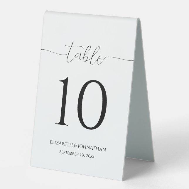 Simple Minimal Script Wedding Table Number (Front)