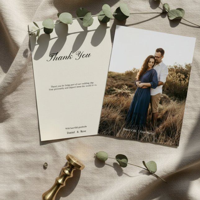 Simple Minimal Script Wedding Thank You Card (Creator Uploaded)