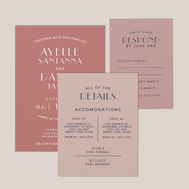 Simple Minimal Sepia Rose Wedding Detail Enclosure Card (Creator Uploaded)