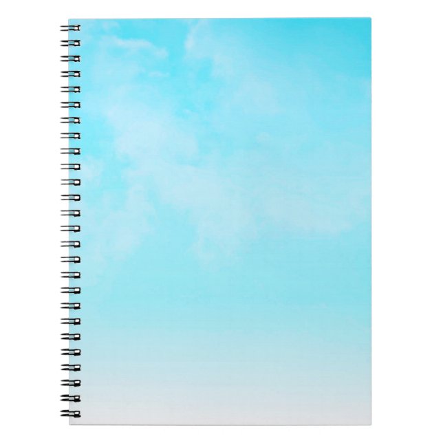 *~* Simple Minimal Sky Blue Ombre Clouds Notebook (Front)