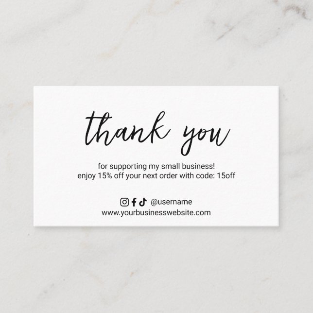 Simple Minimal Social Media Icons Elegant Modern Discount Card (Front)